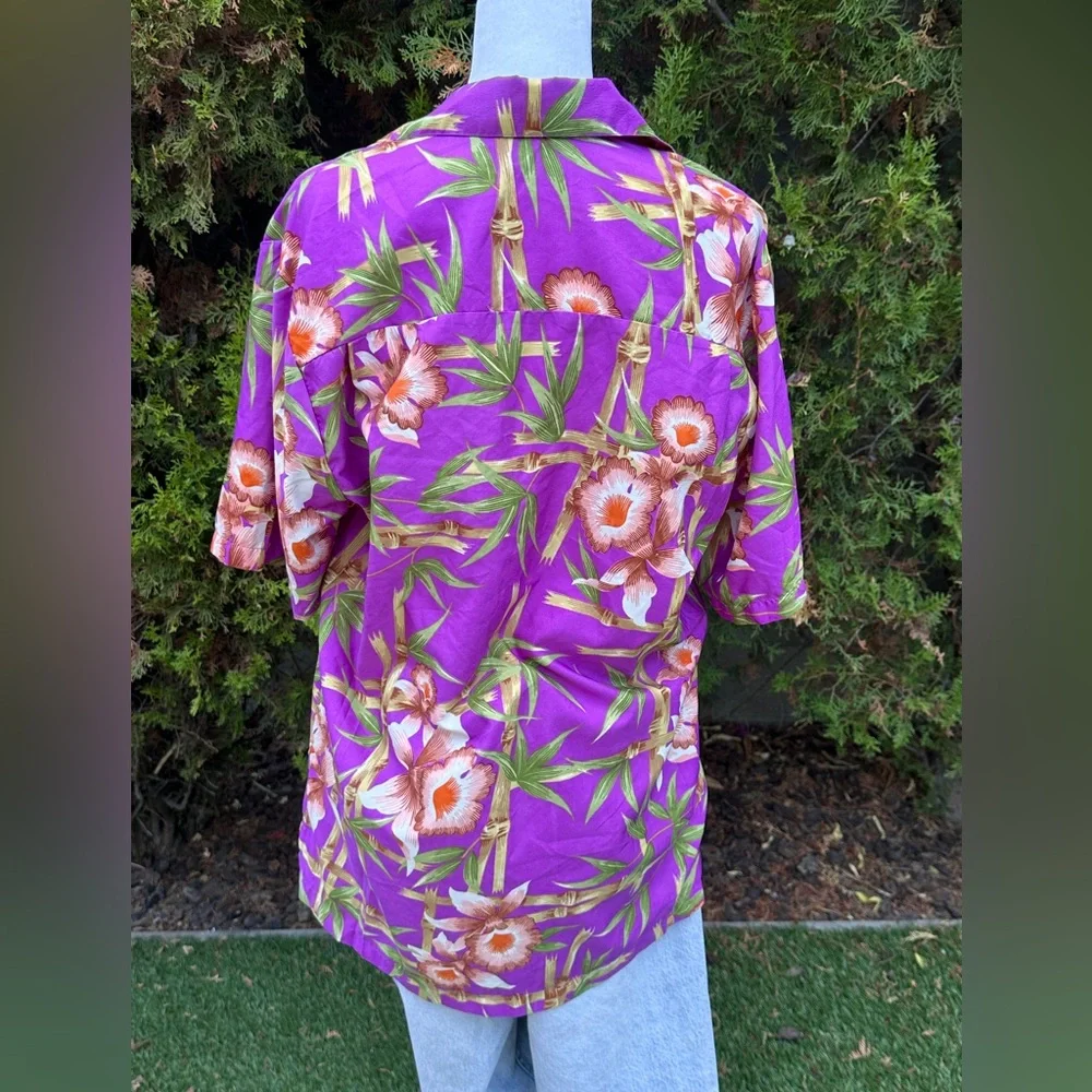 Men’s Alvish Enjoy Life Coral Purple Hawaiian Shirt with Floral Print size S - Picture 3 of 4